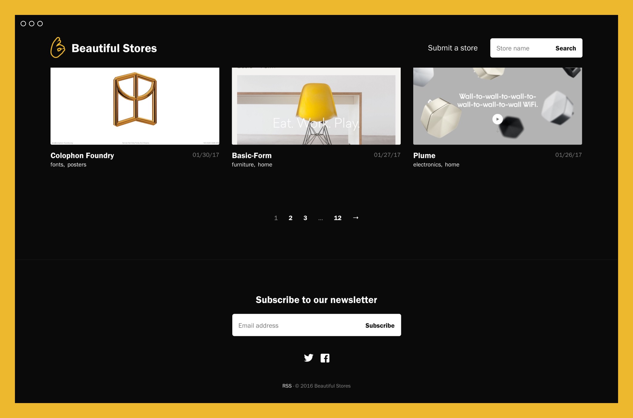 Beautiful Stores page footer