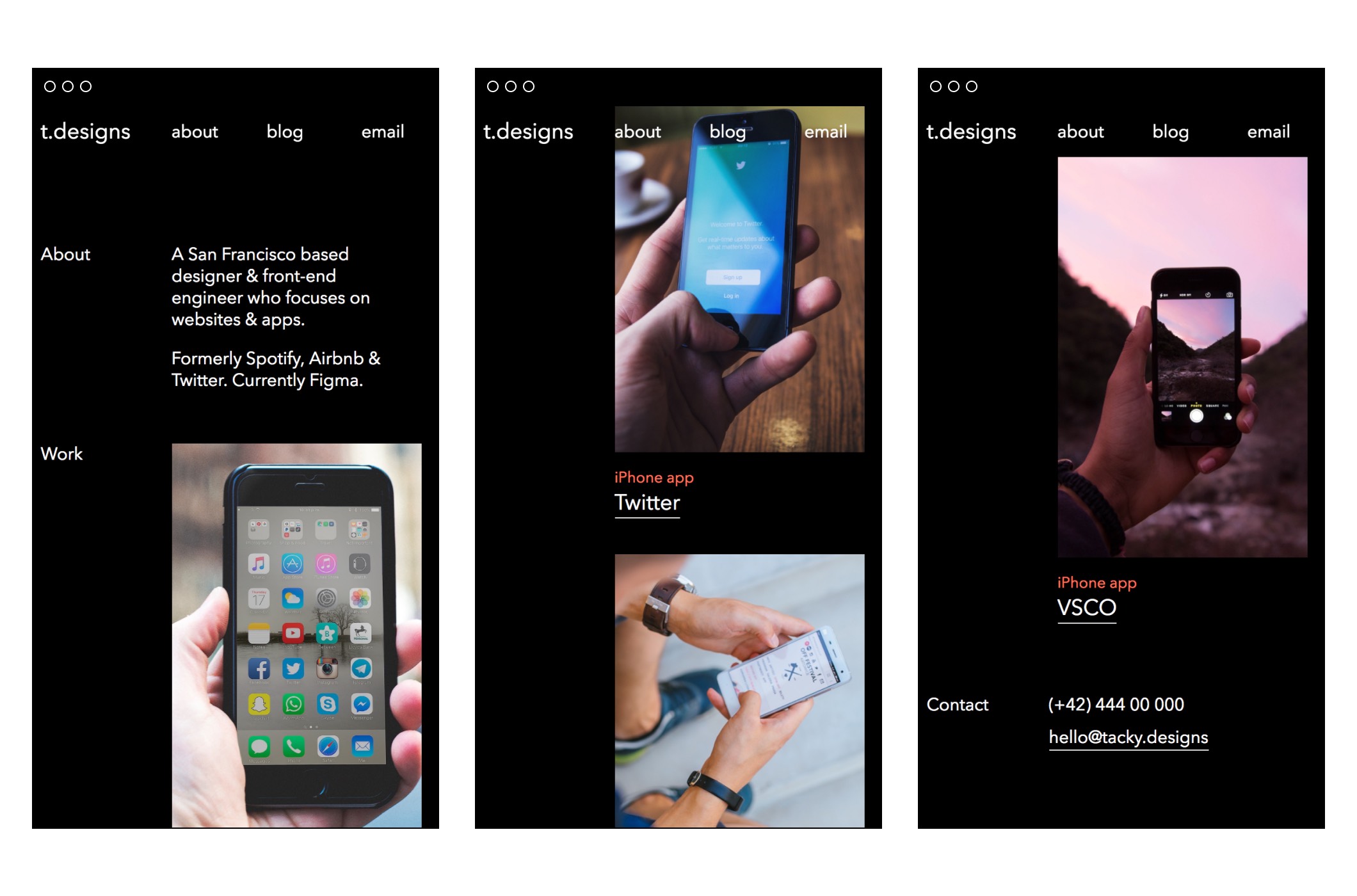 Tachy Tool template for design portfolio on mobile