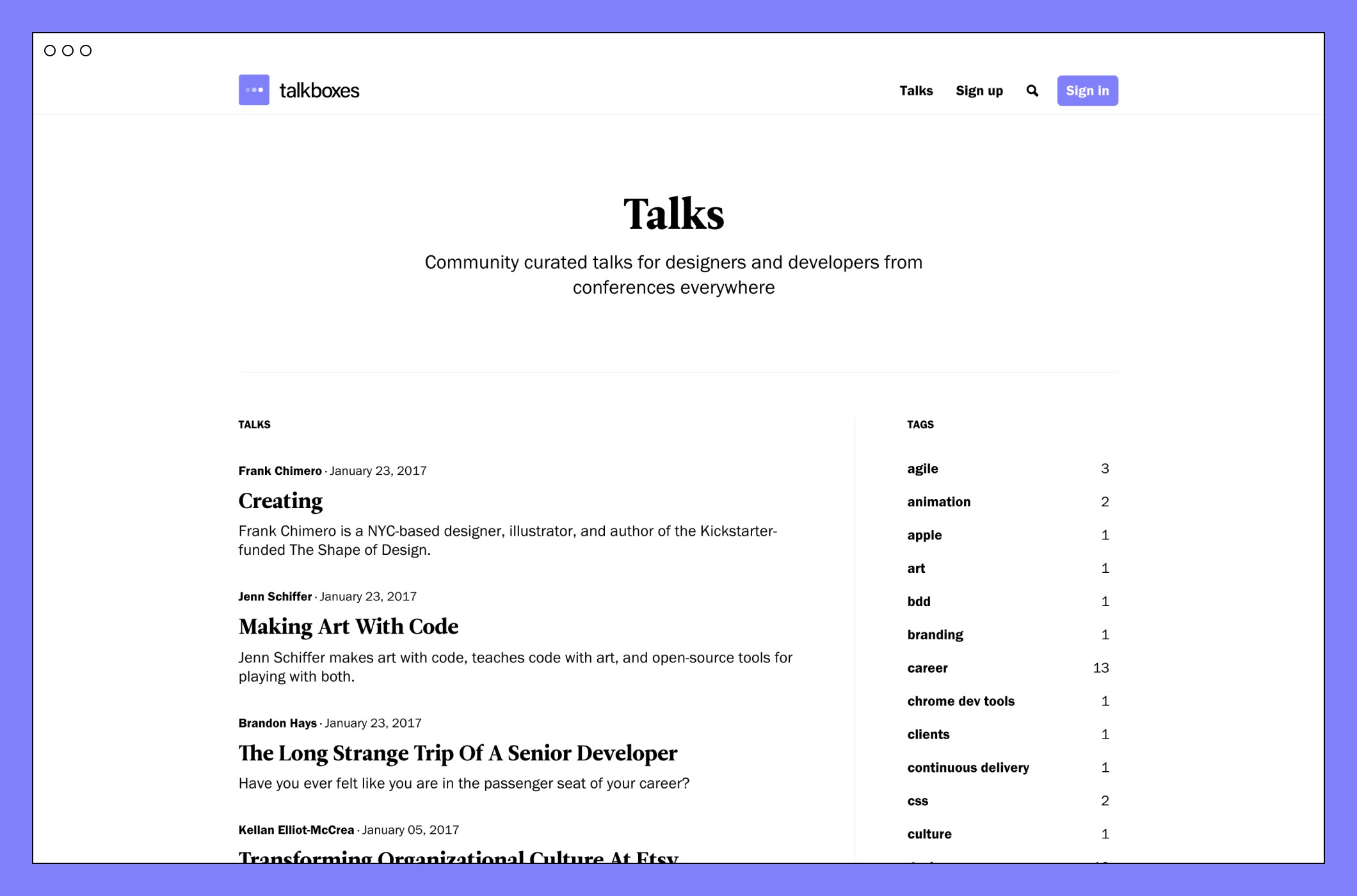 Talkboxes talks page