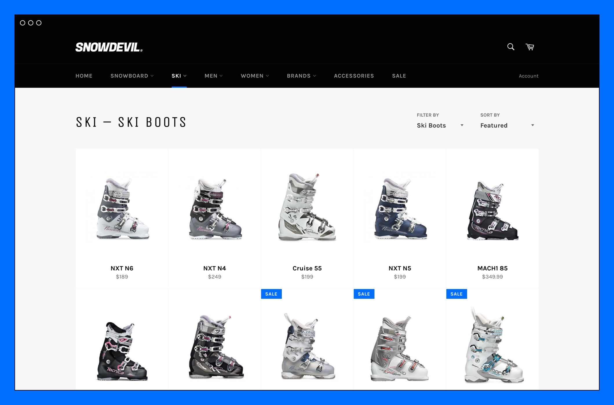 Venture snowboard style category page
