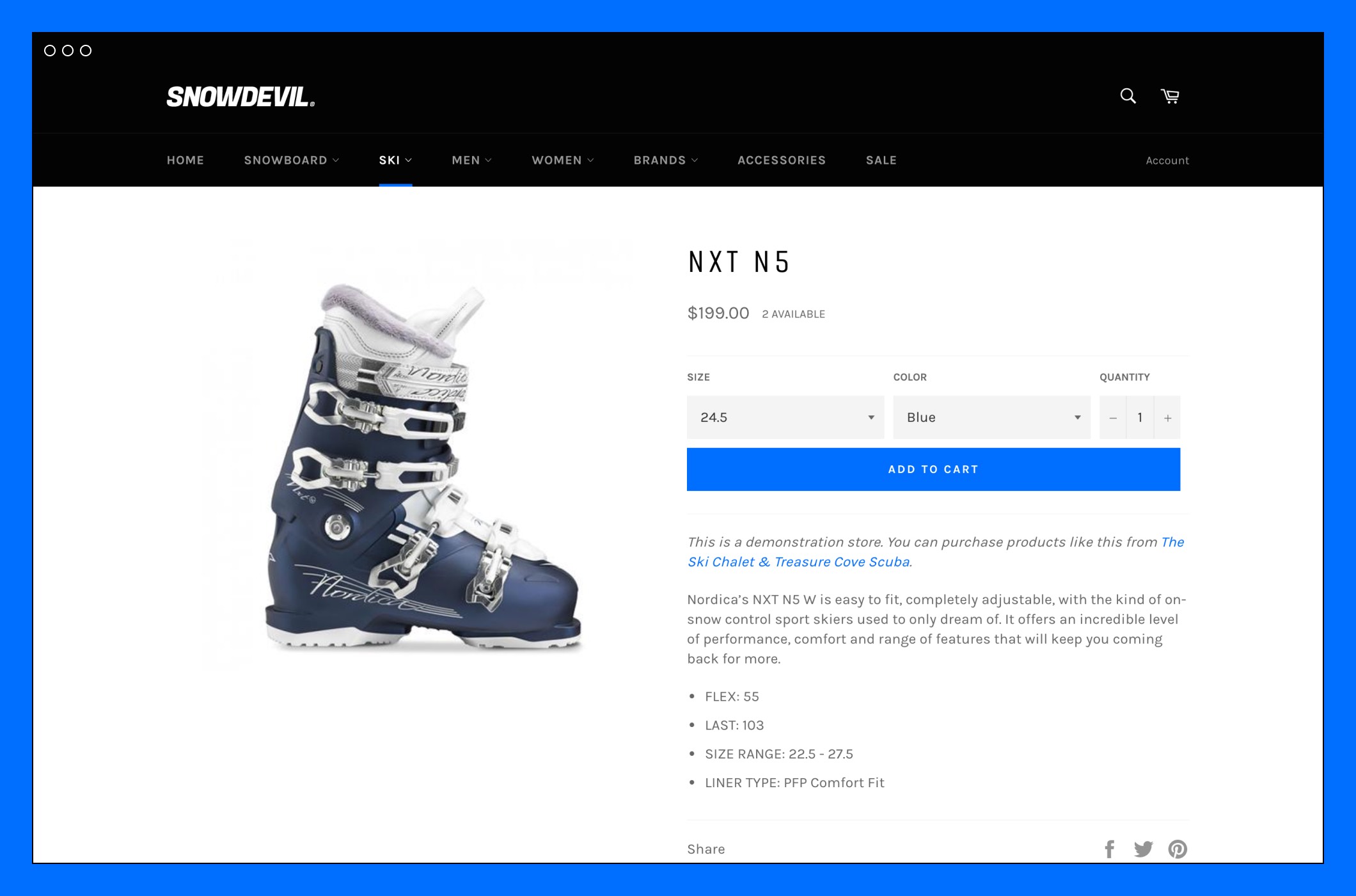 Venture snowboard style product page