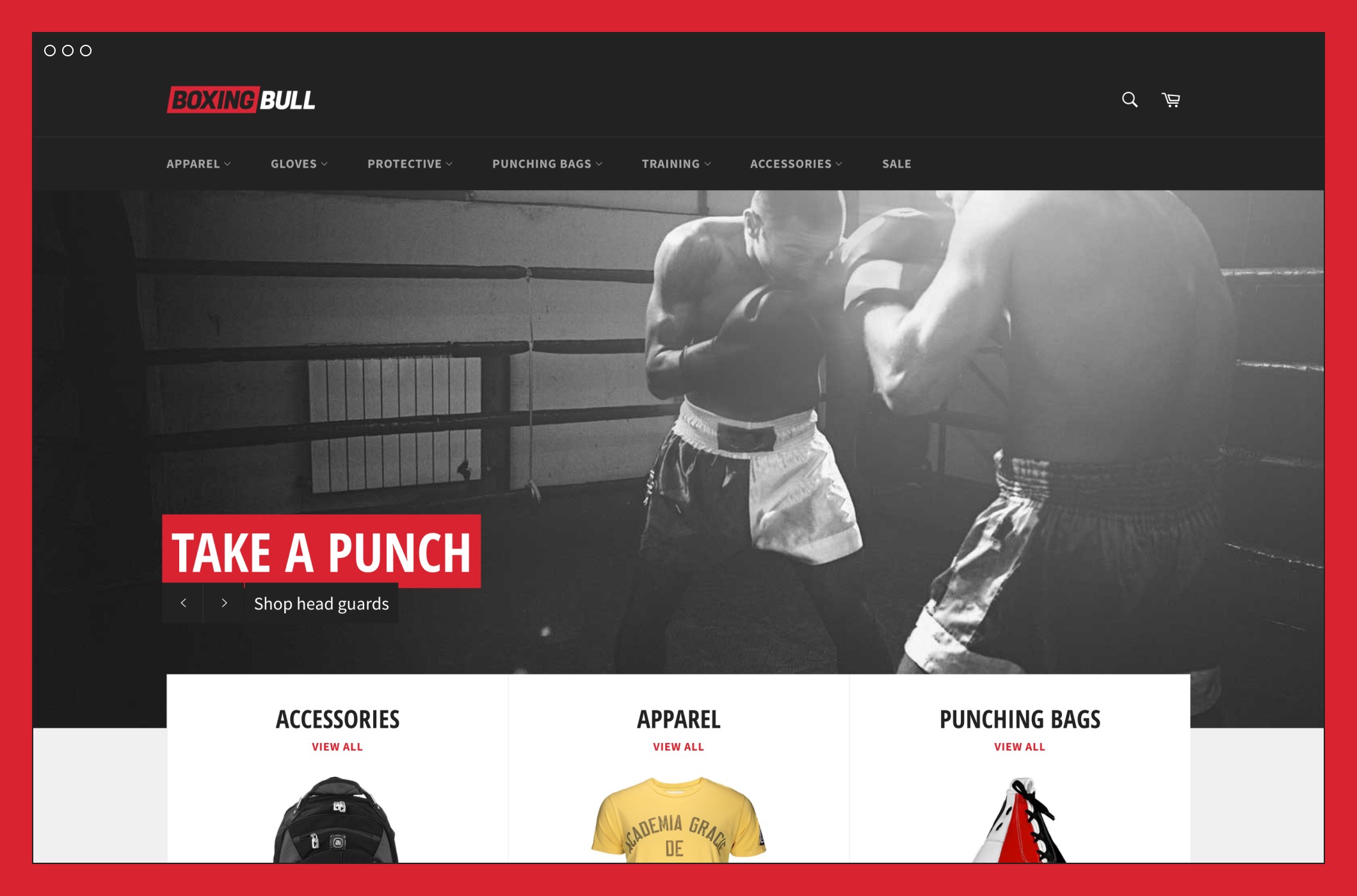 Venture boxing style homepage