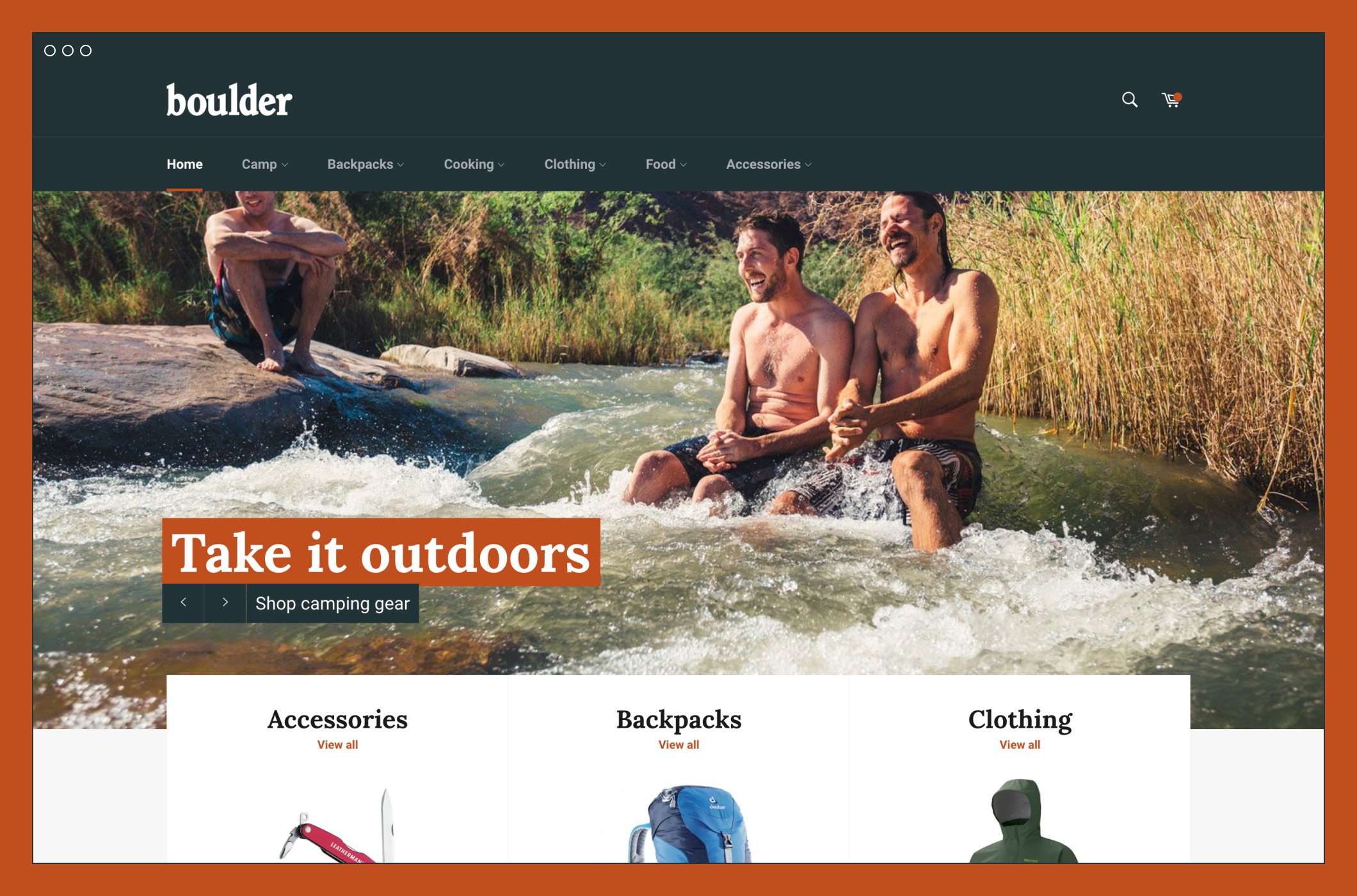 Venture outdoors style homepage