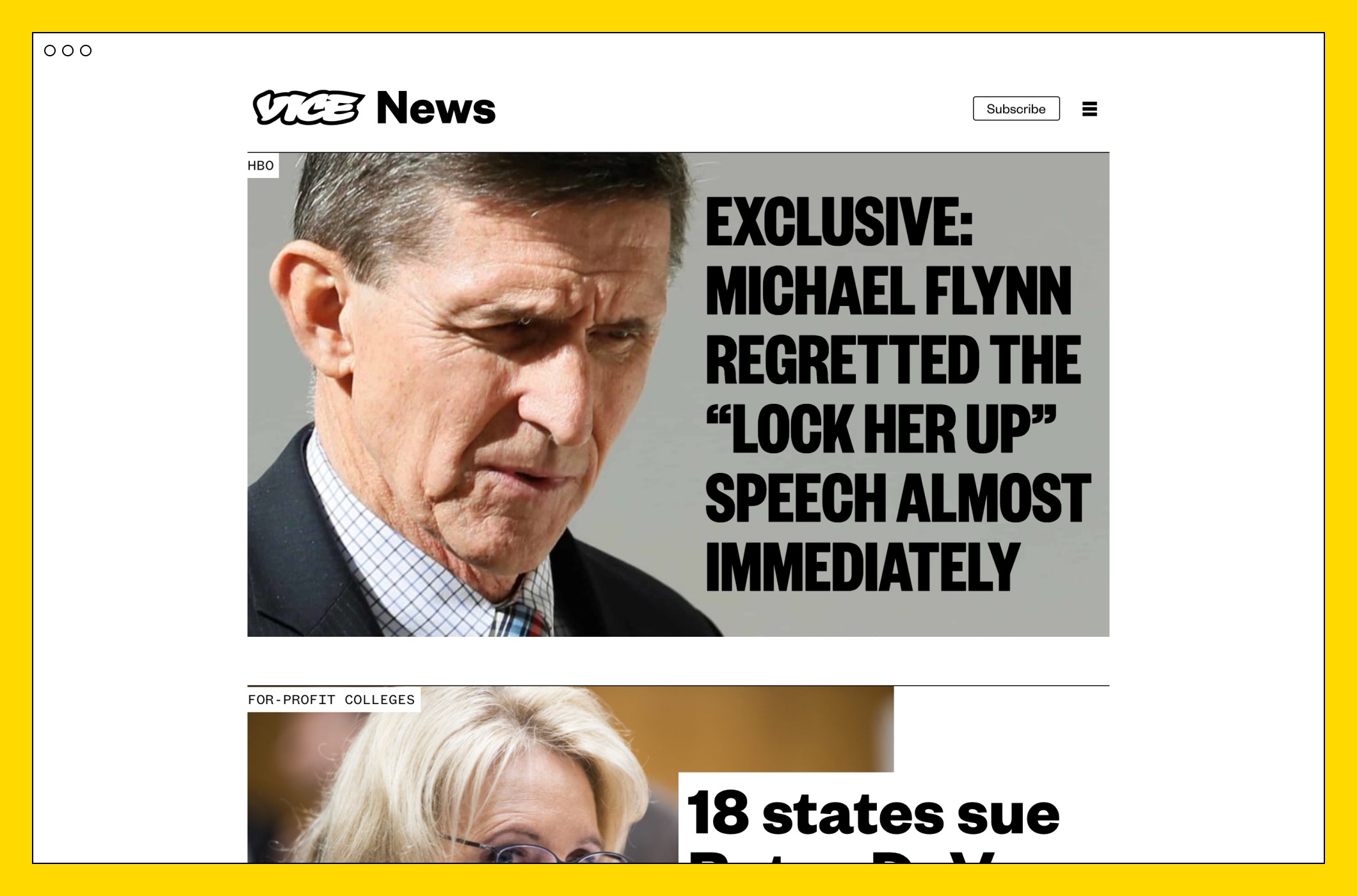 Vice News article on the Homepage