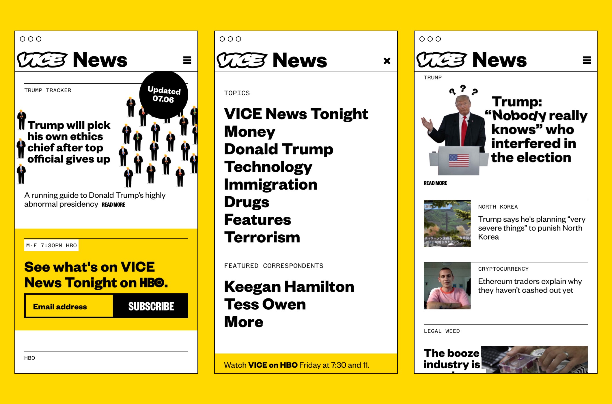 Vice News mobile pages